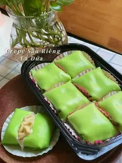 Hình ảnh BÁNH CREPE SIÊU NHIỀU SẦU RIÊNG 6 CÁI VỎ LÁ DỨA