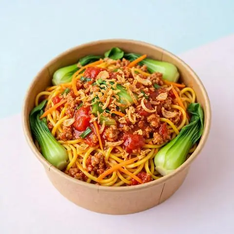 Hình ảnh mì trộn sốt cà chua thịt bằm 