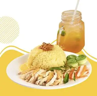 Hình ảnh Combo cơm gà ta xé - trà đào tắc