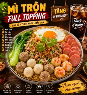 Hình ảnh Mì trộn full topping tặng ly nước ngọt 