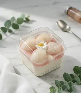 Hình ảnh Tiramisu hủ nhỏ vị vải hoa hồng