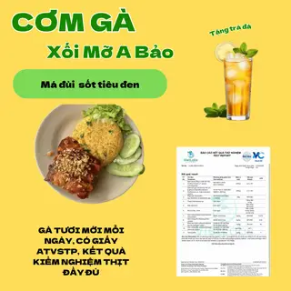 Hình ảnh Cơm Gà Xối Mỡ Má Đùi - Sốt Tiêu Đen + Canh