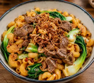 Hình ảnh nui trộn bò 