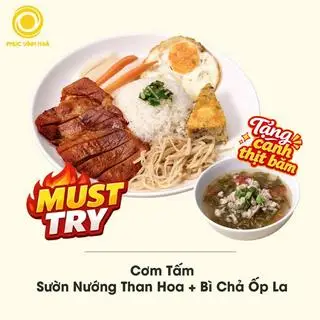 Hình ảnh Cơm tấm sườn nướng than hoa - bì chả ốp la