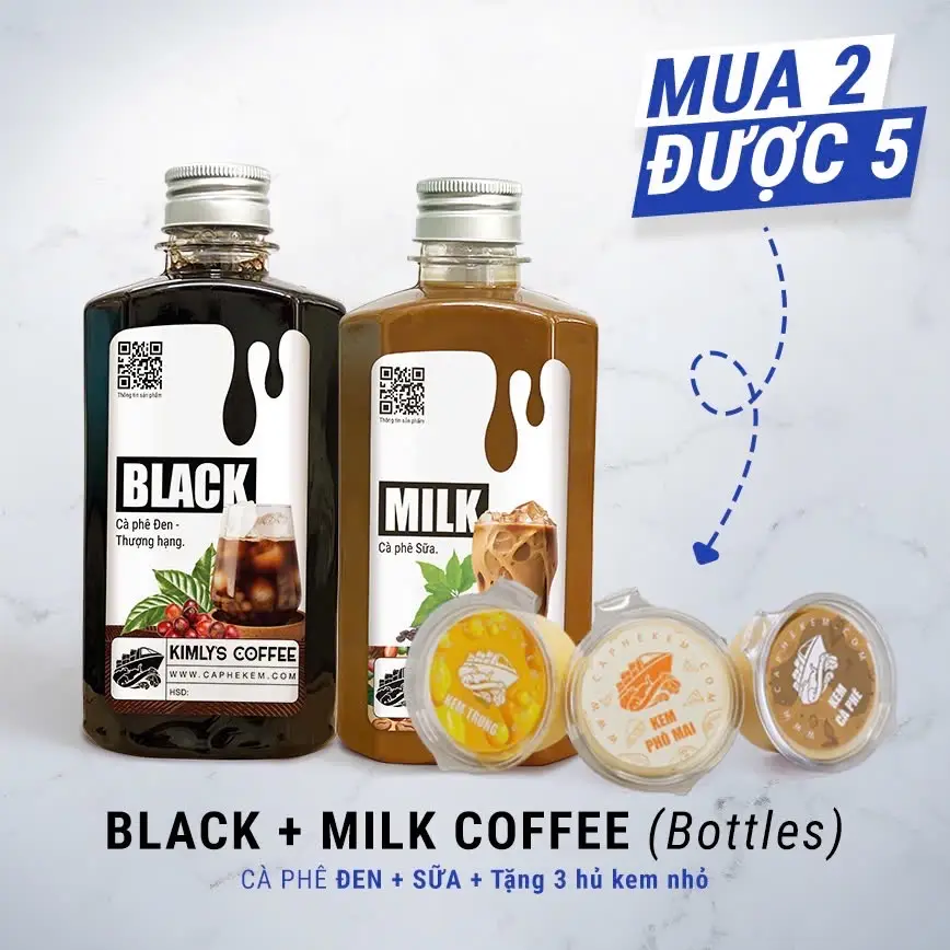 Hình ảnh Combo 2 chai đen và sữa  - kèm 3 hũ kem 3 vị