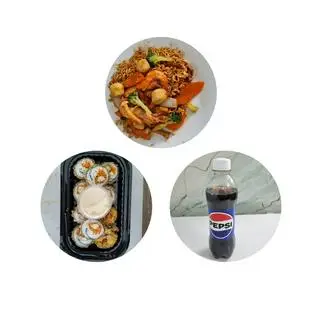 Hình ảnh Đùi gà sốt ngọt - gà xiên que - pepsi