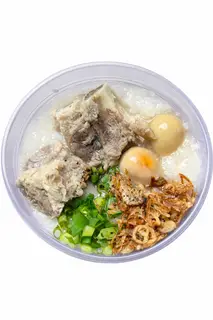 Hình ảnh Cháo sườn+ trứng cút rim