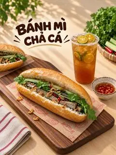 Hình ảnh Bánh Mì Chả Cá + Trà Tắc 800ml