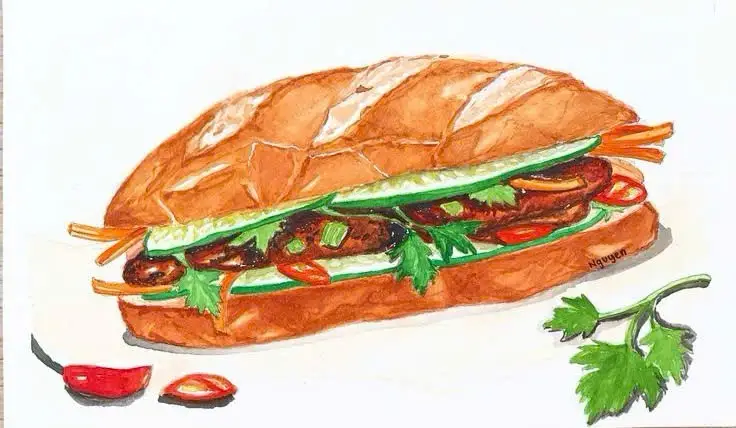 Hình ảnh Bánh mì thịt heo nướng - trứng