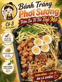 Hình ảnh Bánh tráng phơi sương trộn sate tỏi tóp mỡ