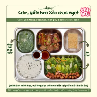 Hình ảnh Cơm sườn xào chua ngọt, món phụ tự chọn
