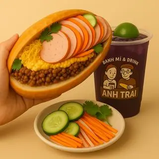 Hình ảnh Siêu Đã - Bánh Mì No Nê + Trà Tắc Nho