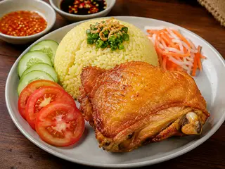 Hình ảnh cơm gà má đùi 