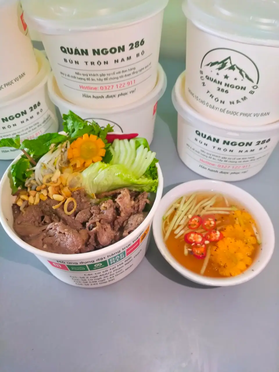 Hình ảnh bún trộn thịt bò