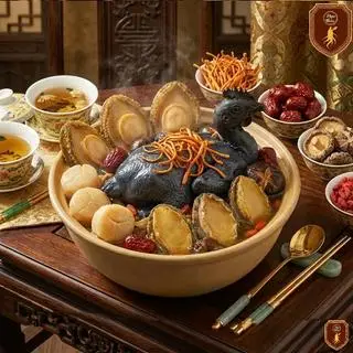Hình ảnh Gà ác hầm 6 bào ngư plus