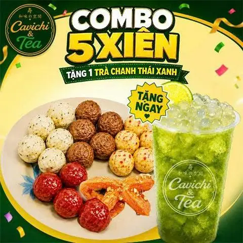 Hình ảnh Mua 1 combo 5 xiên Tặng 1 trà thái xanh