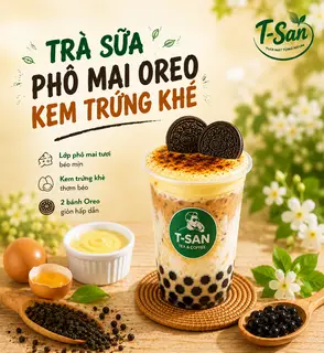Hình ảnh Trà sữa phô mai oreo kem trứng khè