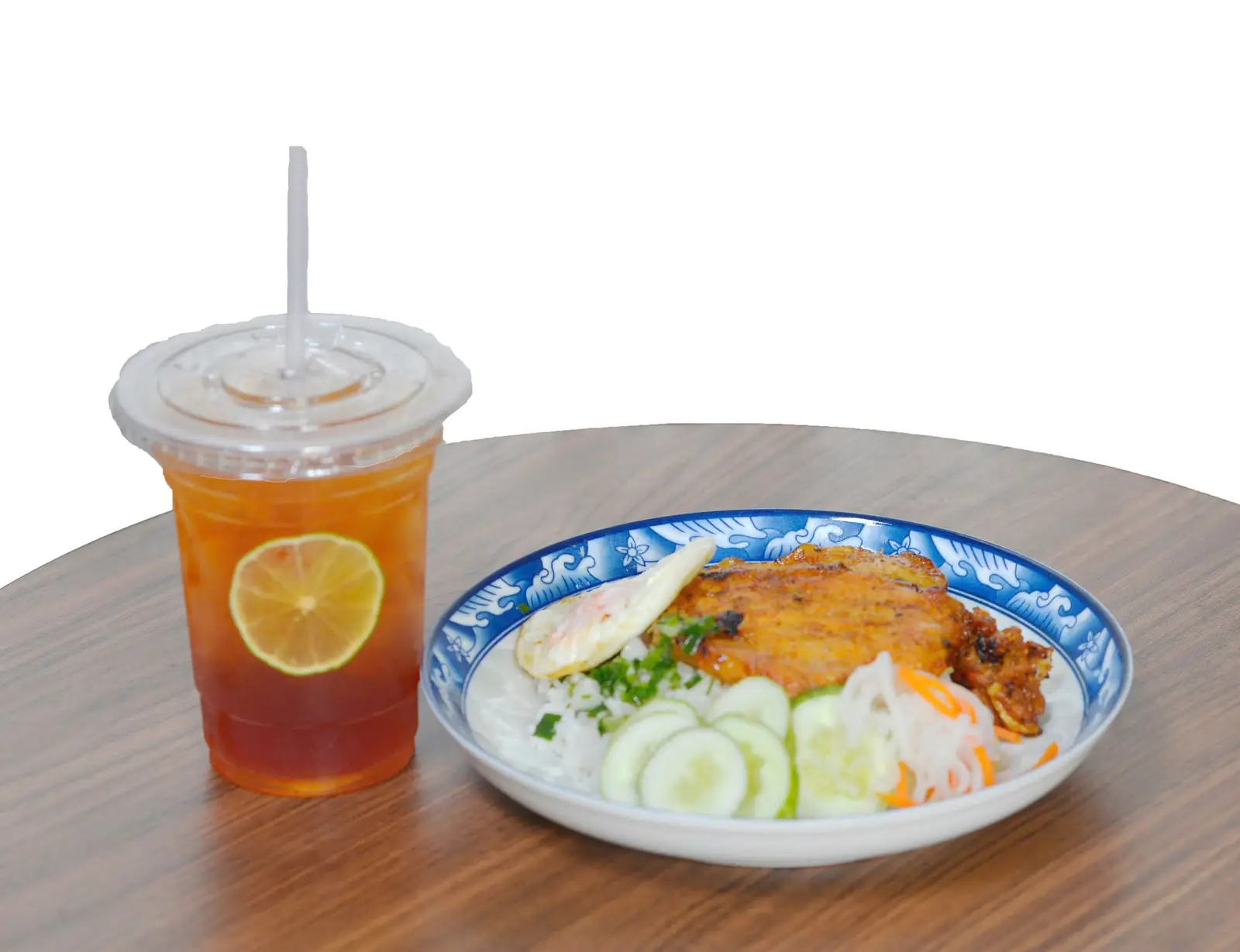 Hình ảnh "COMBO 1 người ăn" cơm tấm sườn ốp la + trà đào tranh