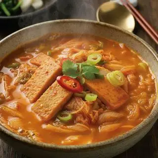 Hình ảnh Súp chả cá kim chi chua cay Thêm 