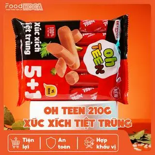 Hình ảnh XÚC XÍCH TIỆT TRÙNG OH TEEN TÚI 210G Hàng LC FOODS chính hãng (date mới mỗi ngày)