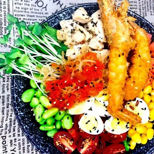 Hình ảnh ( 767,6 Calories )SHRIMP TEMPURA & CHICKEN BOWL ( Gà & Tôm chiên xù )