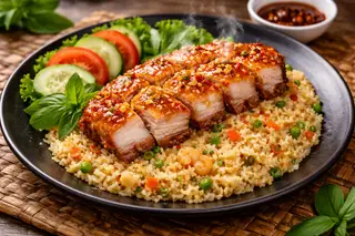 Hình ảnh Cơm chiên Dương Châu heo quay giòn