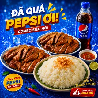 Hình ảnh 1 Con Gà Hun Khói + Xôi Hành Phi ( To) +1 nước ngọt