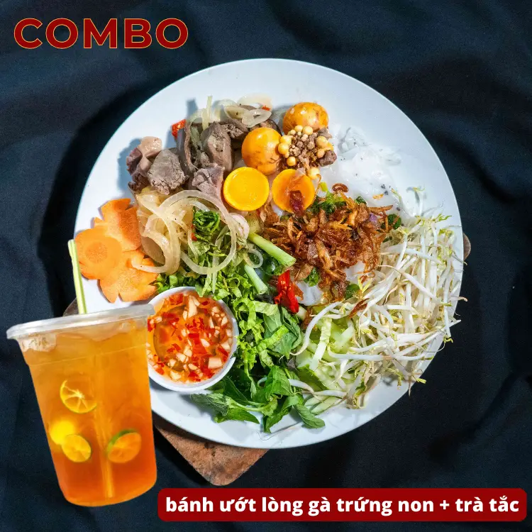 Hình ảnh bánh ướt lòng gà trứng lòng đào (Trứng non tạm hết hàng) + trà tắc