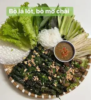Hình ảnh Phần Lớn : 4 Xiên Bò Lá Lốt- 2 Xiên Bò Mỡ Chài 