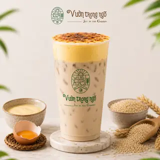 Hình ảnh Trà sữa gạo rang kem trứng nướng 