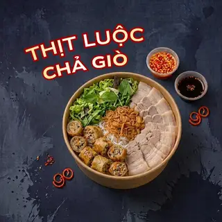Hình ảnh Bún nước tương Thịt luộc + chả giò 