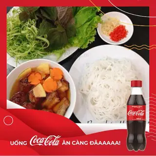 Hình ảnh bún chả chấm lớn + coca