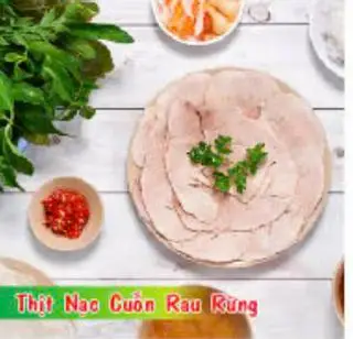 Hình ảnh Bánh tráng phơi sương thịt nạc cuốn rau rừng