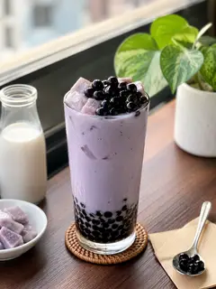 Hình ảnh  sữa tươi khoai môn trân châu