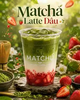 Hình ảnh Matcha Latte Dâu - vị chua ngọt vừa lạ vừa ngon