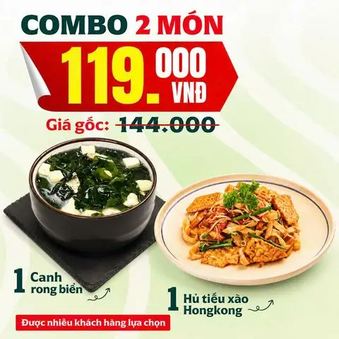 Hình ảnh Combo hủ tiếu xào HongKong + Canh rong biển Nhật