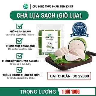 Hình ảnh Chả Lụa Cửu Long 100g, Gói Lá Chuối, Giò Lụa Không Phụ Gia Nhân Tạo, Giò Chả Sạch ISO 22000