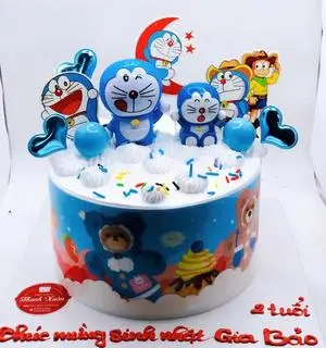 Hình ảnh bánh sinh nhật mèo doremon ,(bánh dành cho 4-6 người ăn )