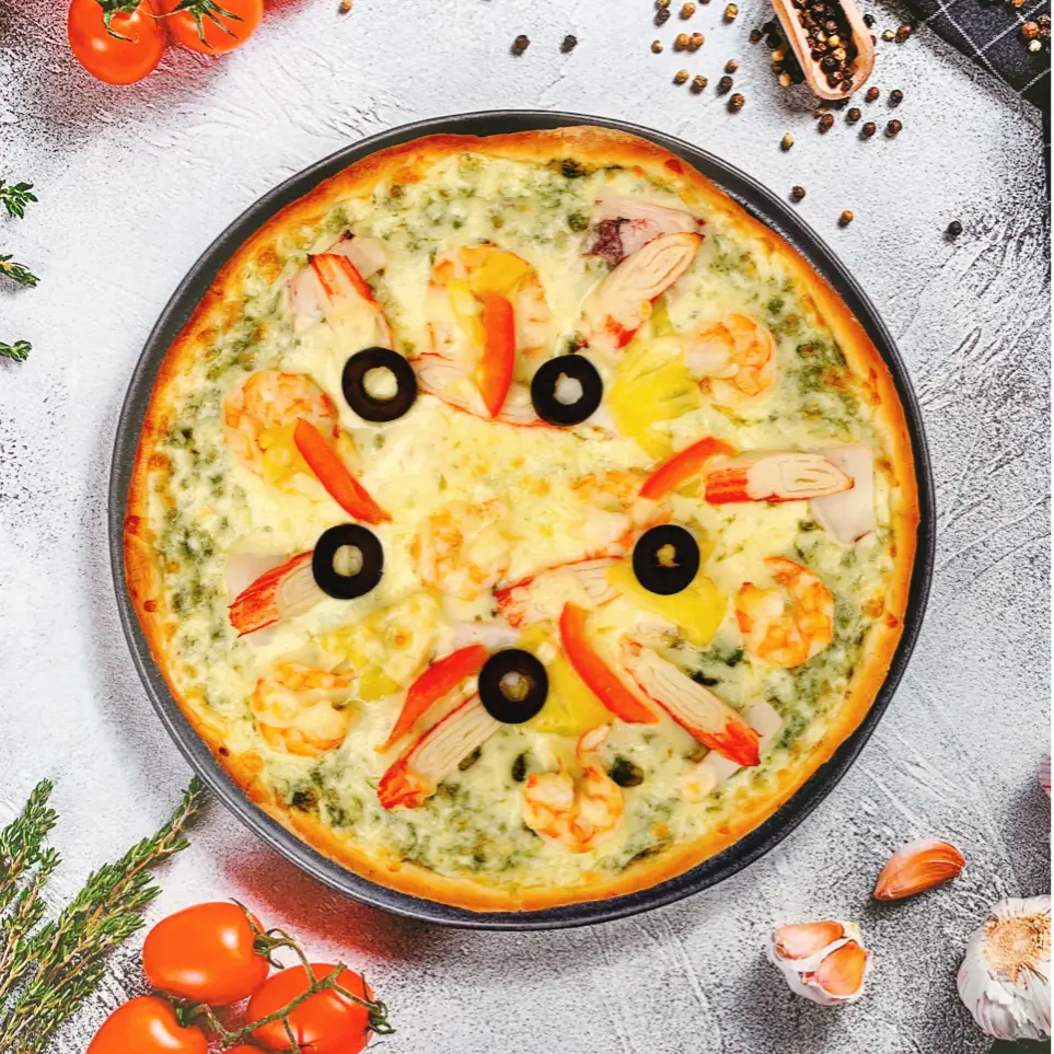 Hình ảnh Pizza hải sản sốt pesto (s)