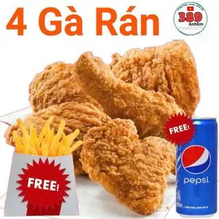 Hình ảnh 2 Đùi,1 cánh,1 gà viên ,khoai tây chiên, 1  Pepsi