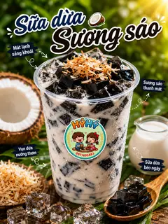 Hình ảnh Sữa dừa sương sáo [MUA 3 LY BẤT KỲ TẶNG 1 BỊCH BÁNH TRÁNG ]