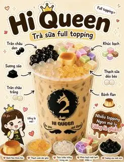 Hình ảnh Trà sữa Hi Queen Full Topping