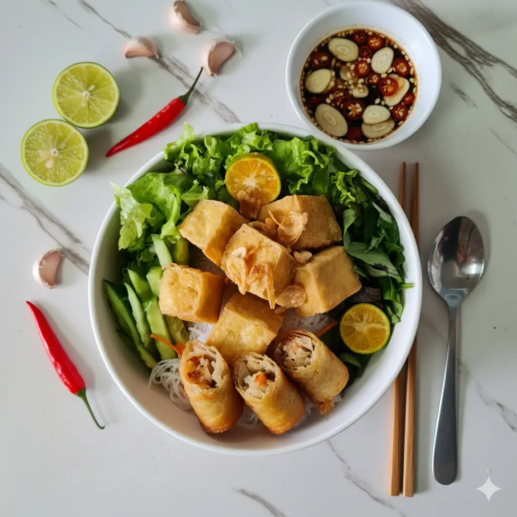 Hình ảnh Bún nước tương ĐẬU HỦ + CHẢ GIÒ