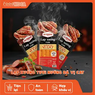 Hình ảnh Lạp Xưởng Tươi Nướng Đá Vị Cay Hàng LC FOODS chính hãng (date mới mỗi ngày)