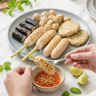 Hình ảnh sét 6  (healthy gồm có,1 xúc xích pho mai+,1 xúc xích ức gà nấm,2 viên ức gà nấm mọc,2 chả ức gà ôm sả,1 ức gà rau củ,1 ức gà c