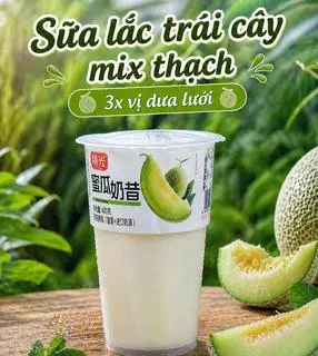 Hình ảnh ComBo 3 Ly Sữa Lắc Trái Cây Mix Thạch Vị Dưa Lưới 400g Full Topping