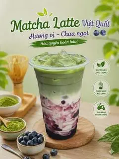 Hình ảnh Matcha latte việt quất