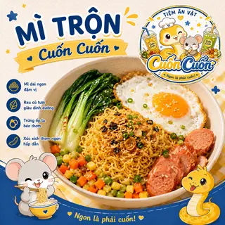 Hình ảnh Mì trộn trứng xúc xích