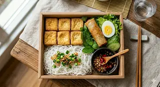 Hình ảnh Bún nước tương đậu hũ - trứng - chả ram
