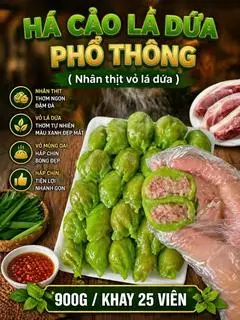 Hình ảnh há cảo lá dứa nhân thịt 